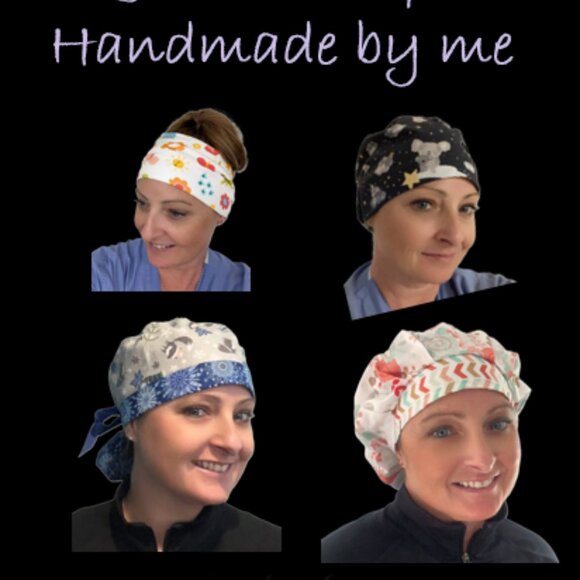 Womens My Halloween Boo, Ghost Ponytail Scrub Cap, Handmade NWOT - Picture 5 of 7